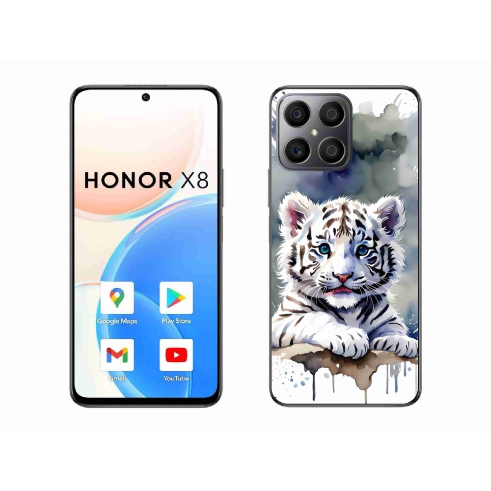 Gelový kryt mmCase na Honor X8 - mládě bílého tygra