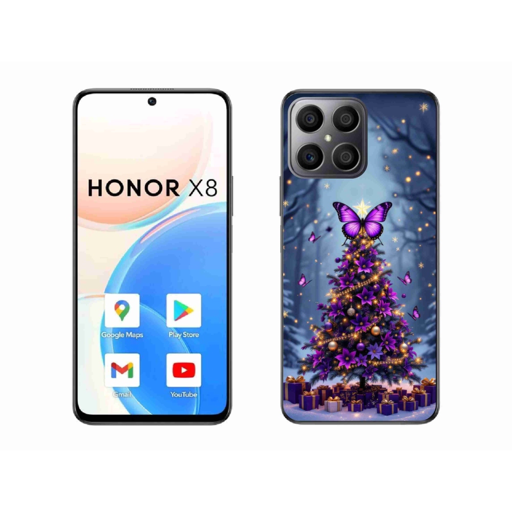 Gelový kryt mmCase na Honor X8 - motýlí vánoční stromek