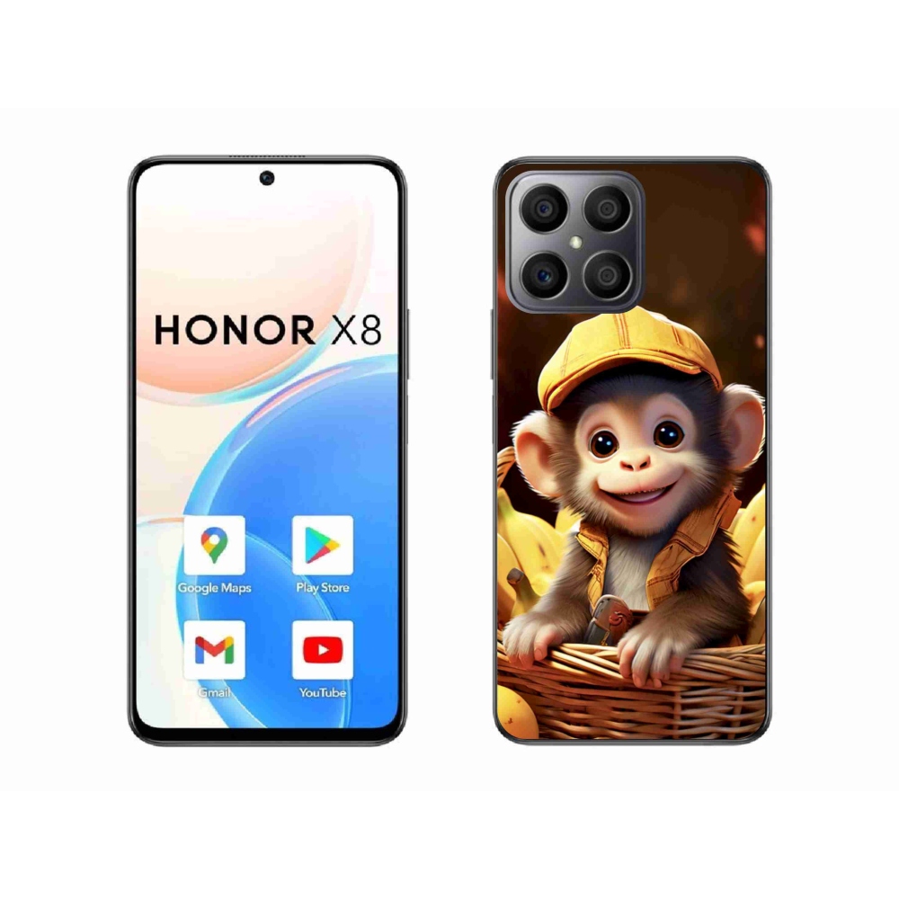 Gelový kryt mmCase na Honor X8 - opice v košíku