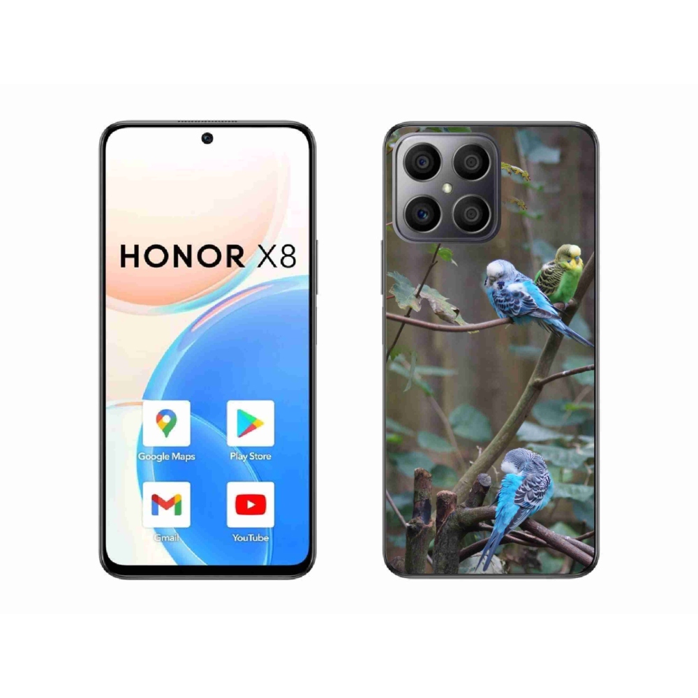 Gelový kryt mmCase na Honor X8 - papoušci na větvi