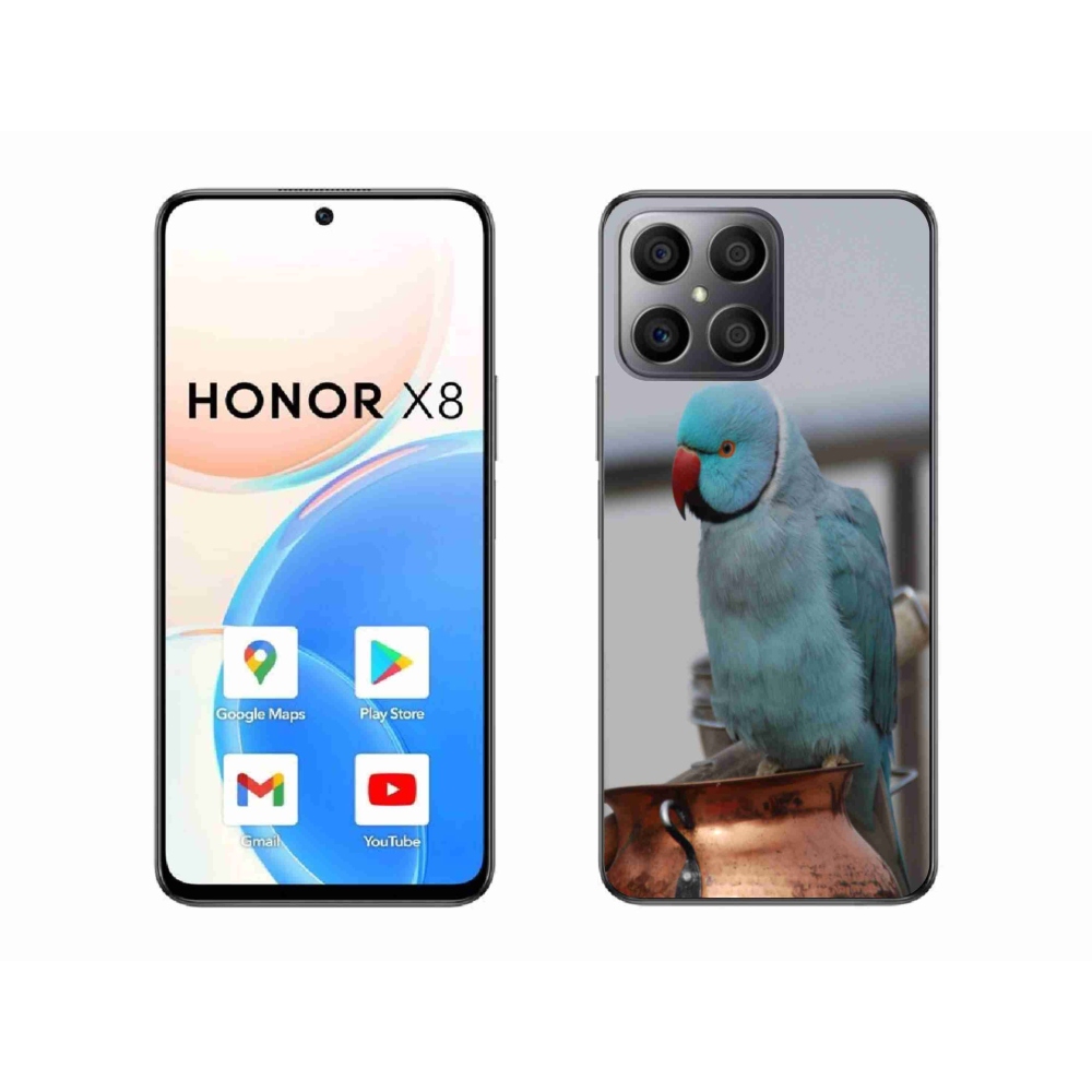 Gelový kryt mmCase na Honor X8 - papoušek alexandr modrý