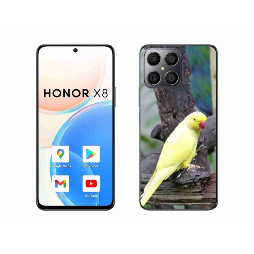 Gelový kryt mmCase na Honor X8 - papoušek alexandr žlutý