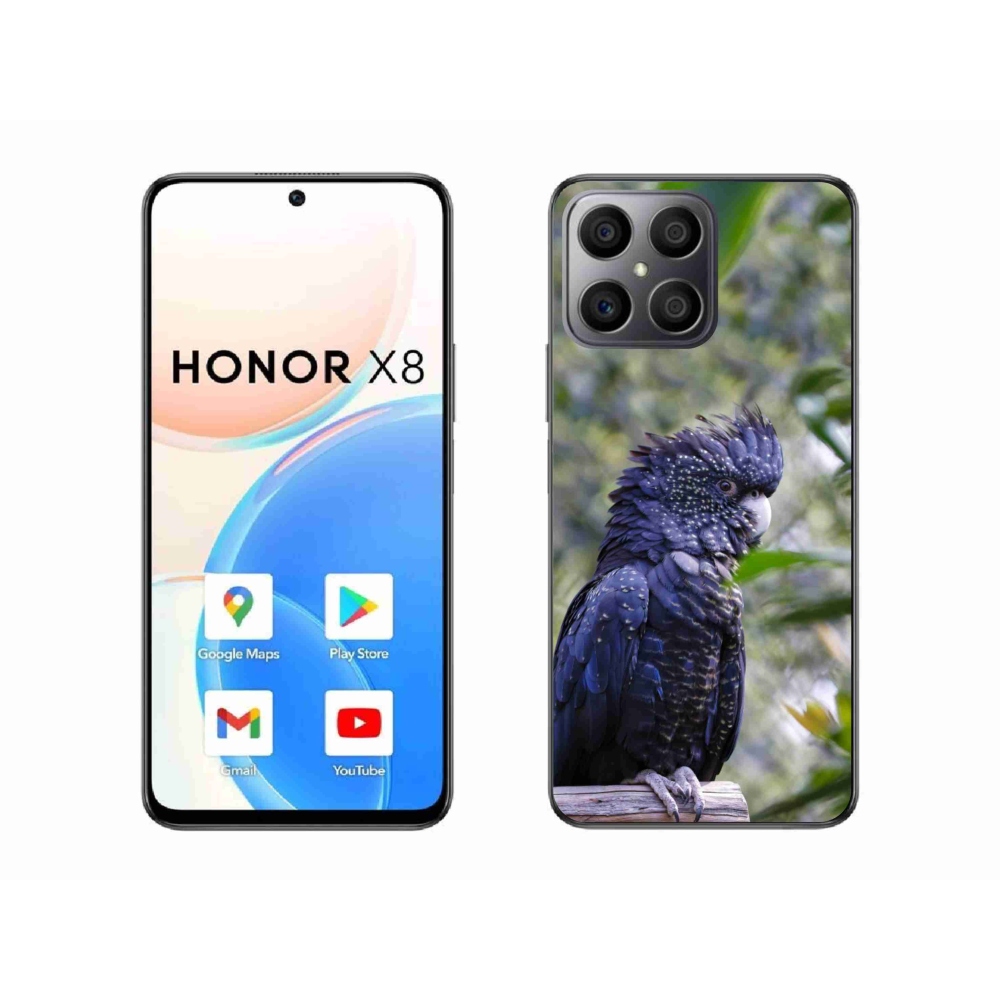 Gelový kryt mmCase na Honor X8 - papoušek kakadu černý