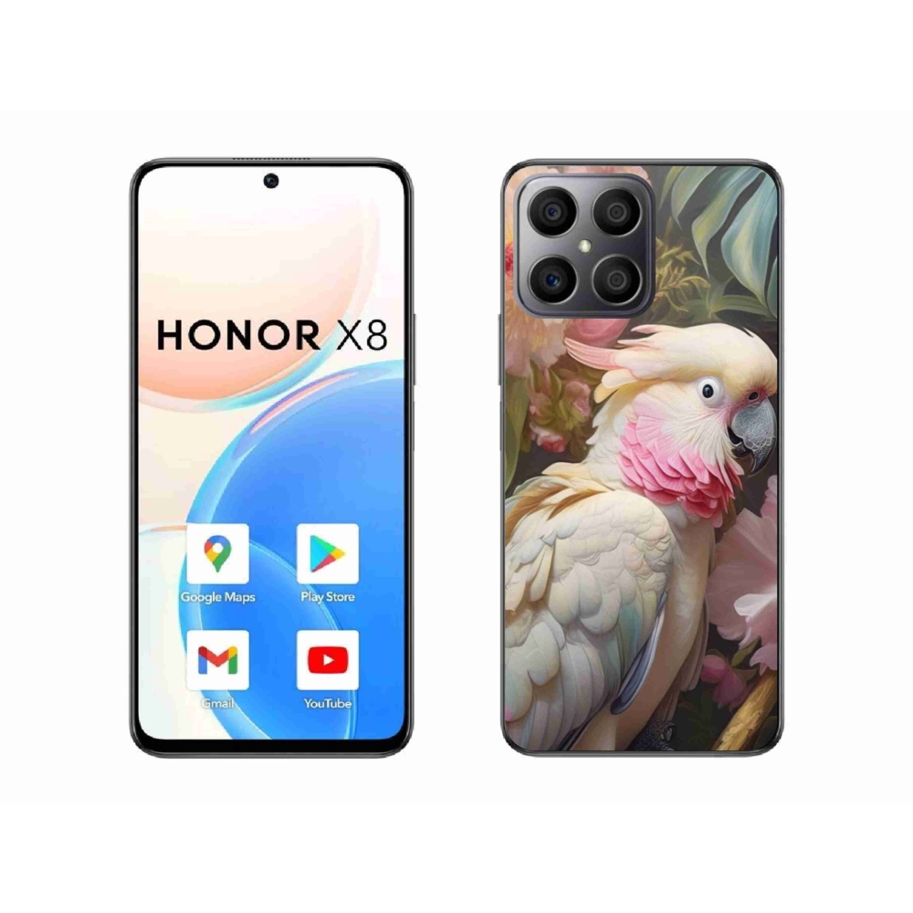 Gelový kryt mmCase na Honor X8 - papoušek kakadu růžový 2