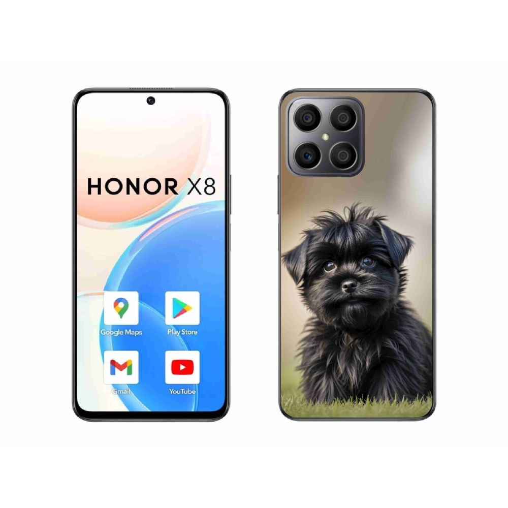 Gelový kryt mmCase na Honor X8 - roztomilý černý pejsek