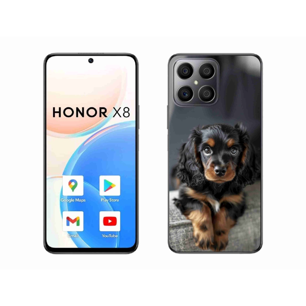 Gelový kryt mmCase na Honor X8 - roztomilý dlouhosrstý jezevčík