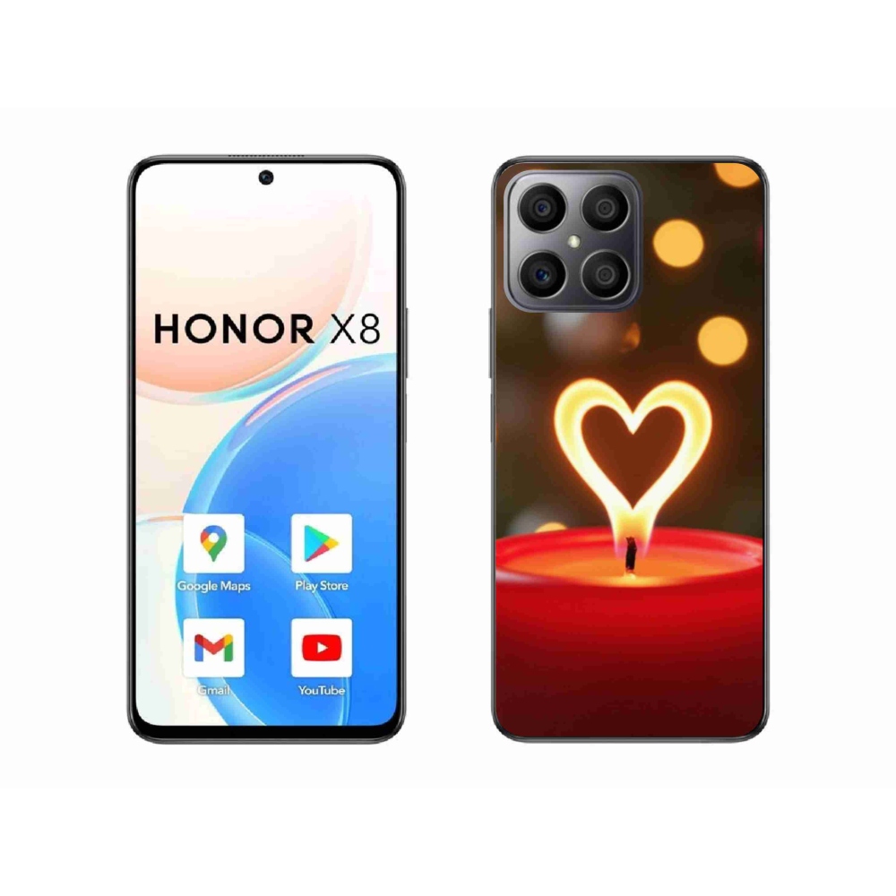 Gelový kryt mmCase na Honor X8 - srdce z plamene