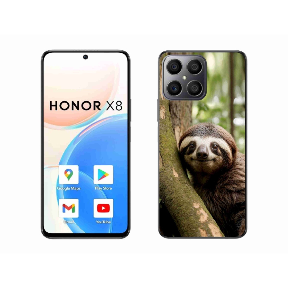 Gelový kryt mmCase na Honor X8 - usměvavý lenochod