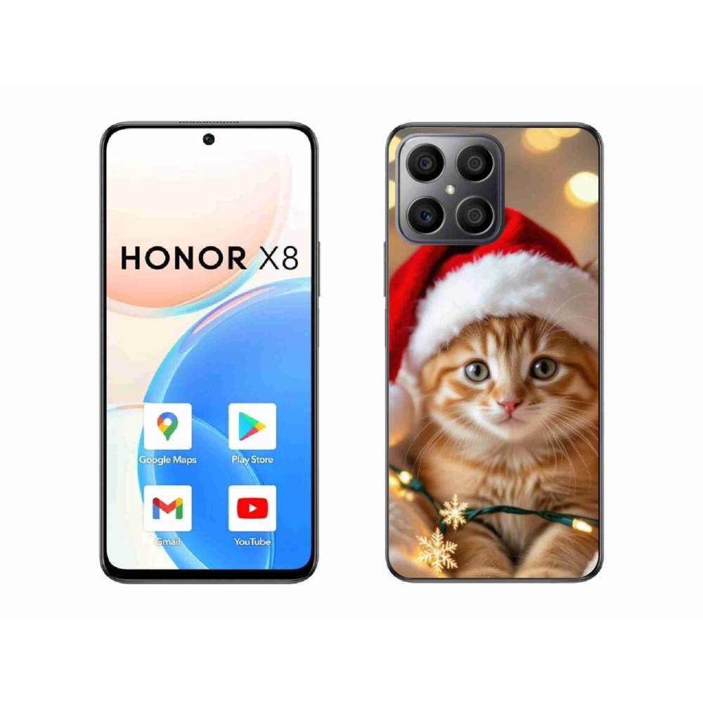 Gelový kryt mmCase na Honor X8 - vánoční kotě