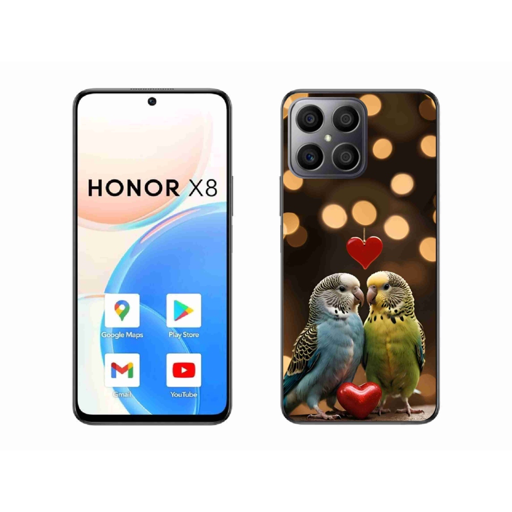 Gelový kryt mmCase na Honor X8 - zamilovaní papoušci