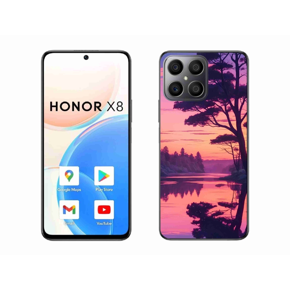 Gelový kryt mmCase na Honor X8 - západ slunce nad jezerem
