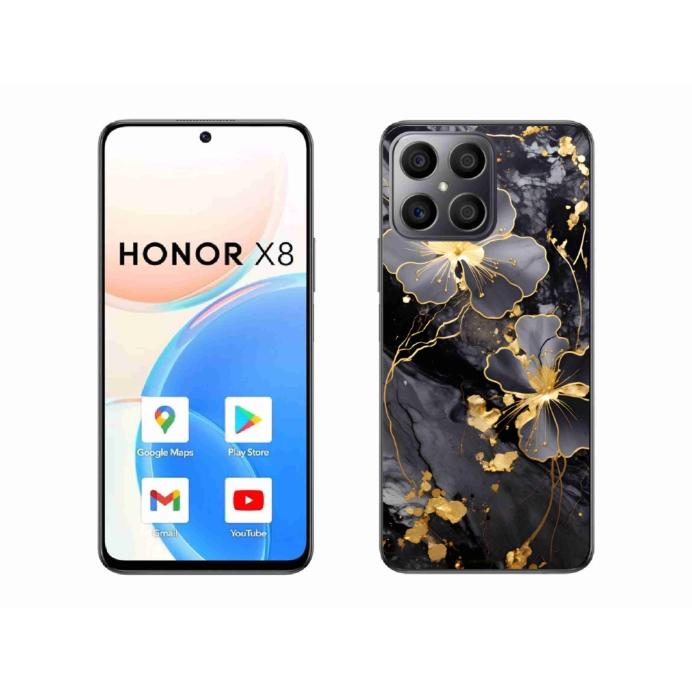 Gelový kryt mmCase na Honor X8 - zlaté květy