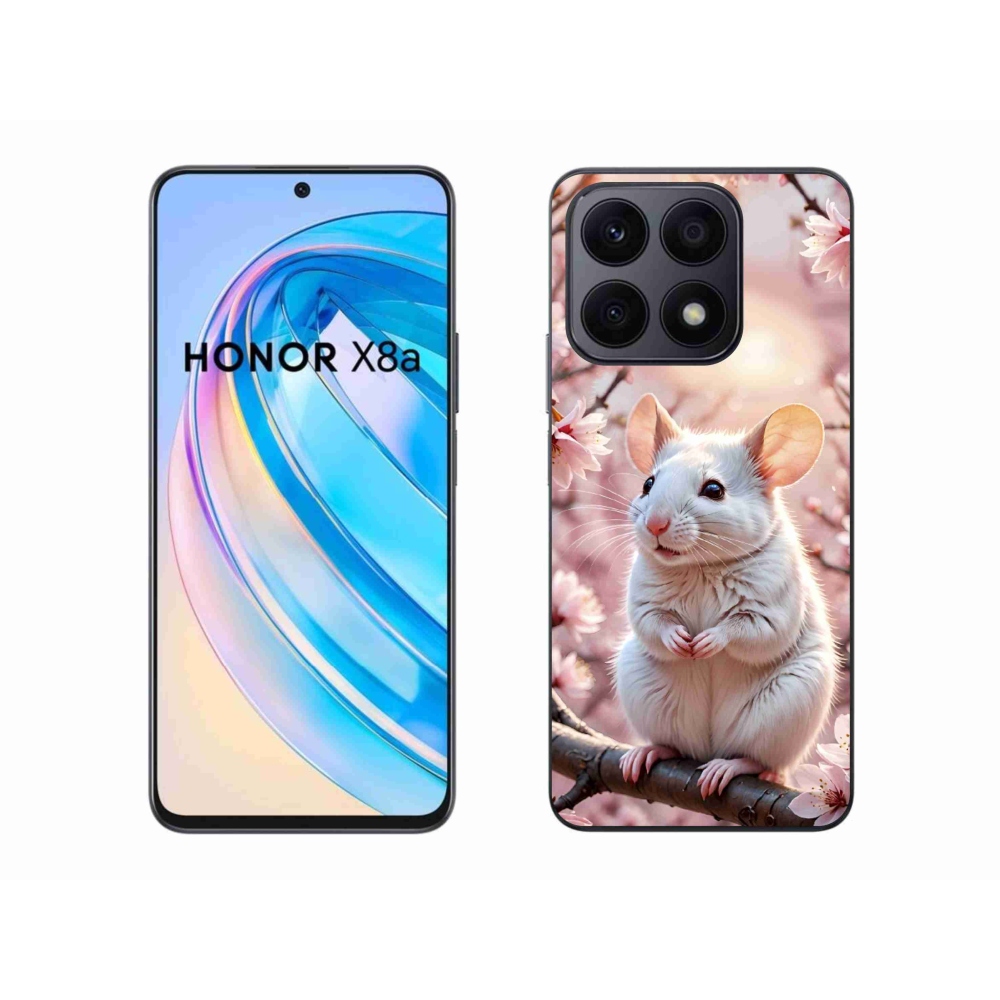 Gelový kryt mmCase na Honor X8a - bílá myš na větvi