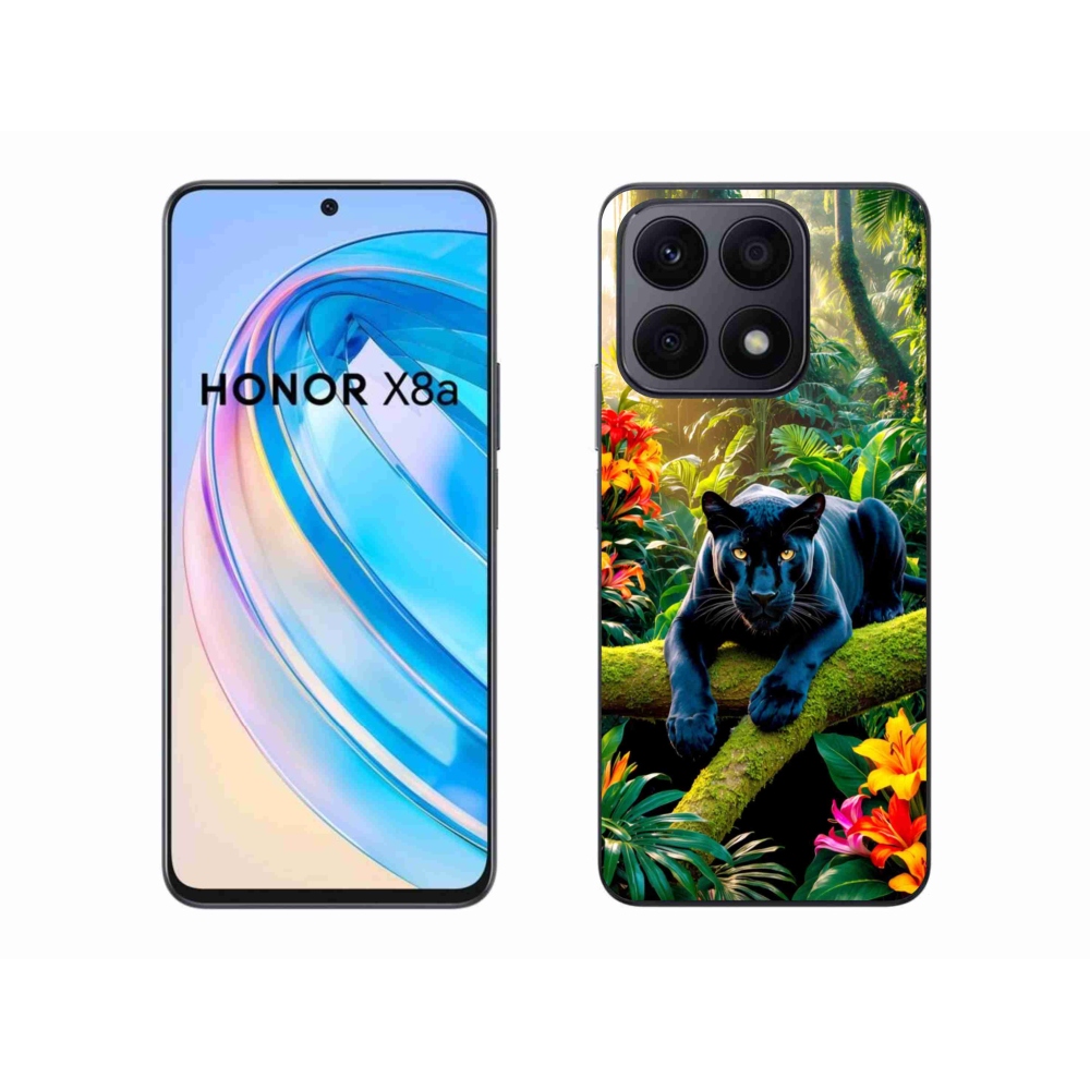 Gelový kryt mmCase na Honor X8a - černý panter v džungli