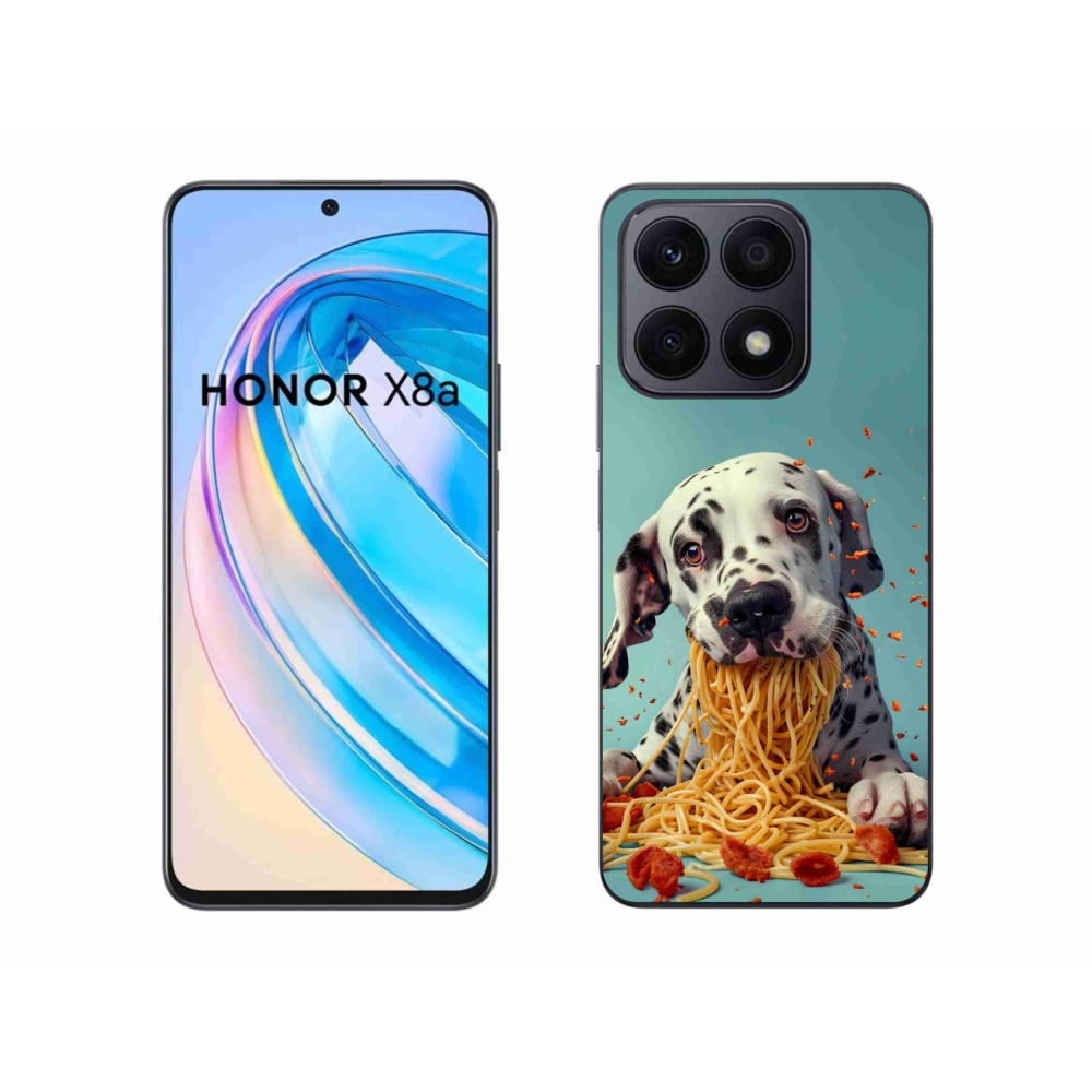 Gelový kryt mmCase na Honor X8a - dalmatin a špagety