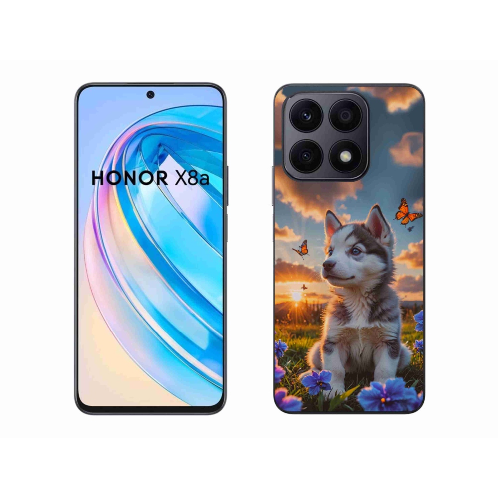 Gelový kryt mmCase na Honor X8a - husky při západu slunce