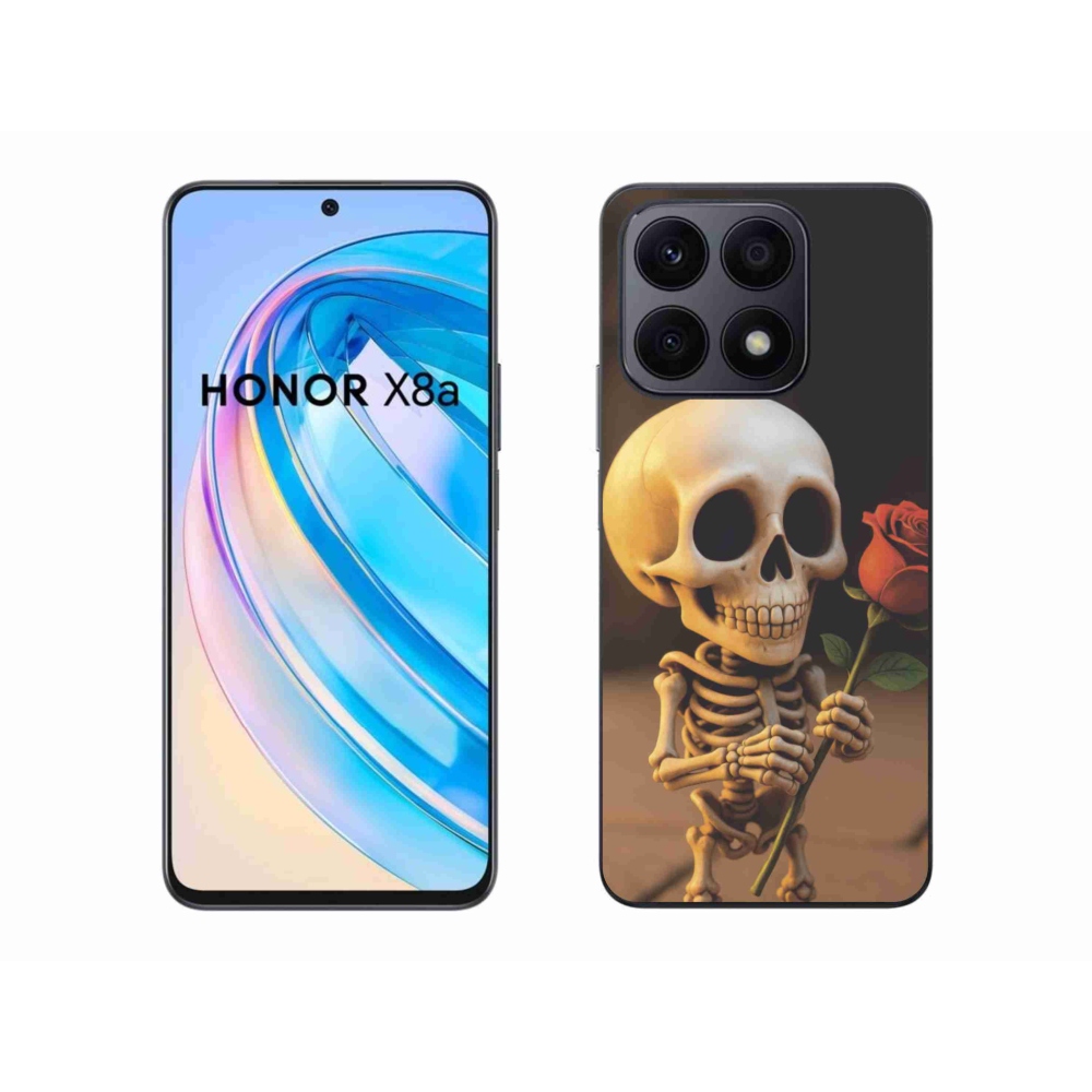 Gelový kryt mmCase na Honor X8a - kostlivec s růží
