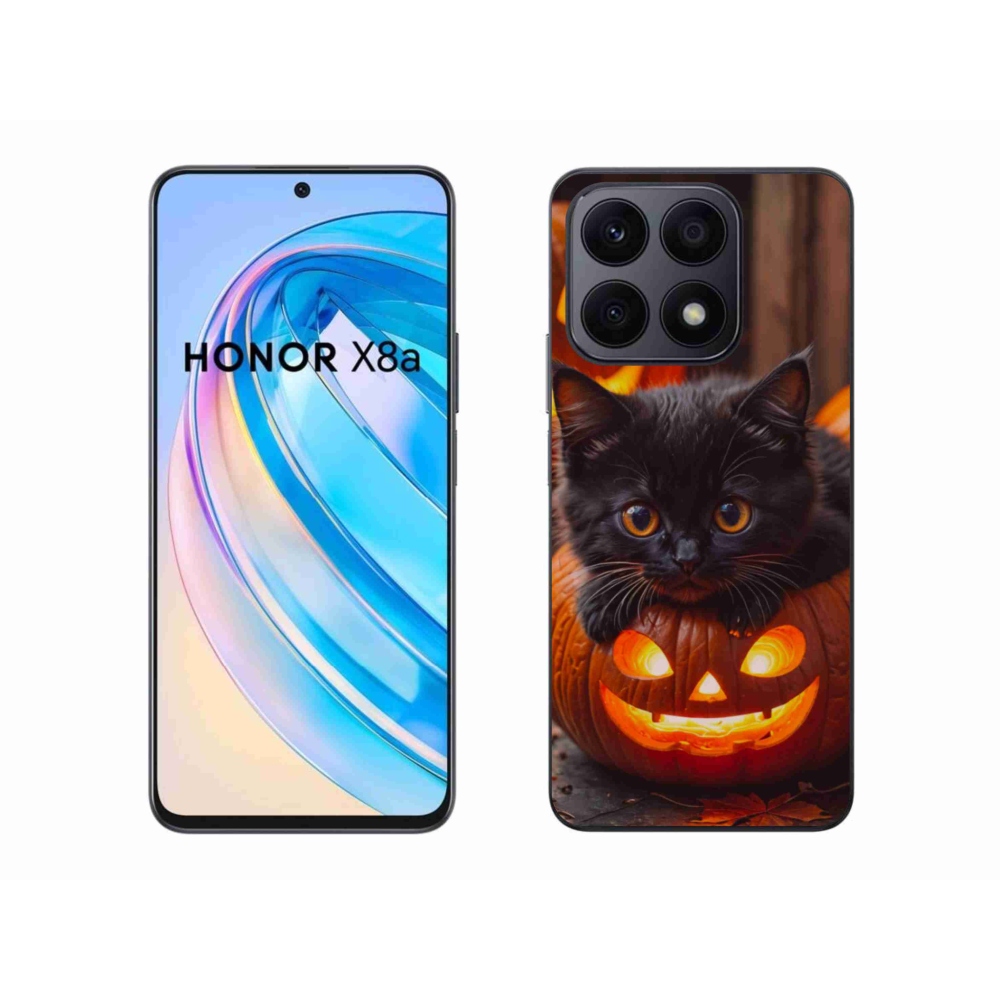 Gelový kryt mmCase na Honor X8a - kotě a dýně