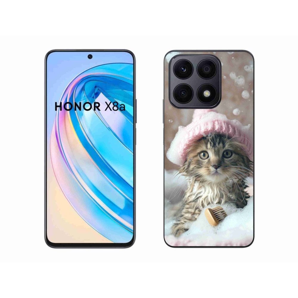 Gelový kryt mmCase na Honor X8a - kotě a koupel