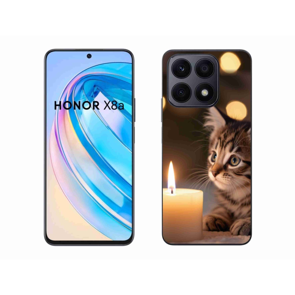 Gelový kryt mmCase na Honor X8a - kotě a svíčka