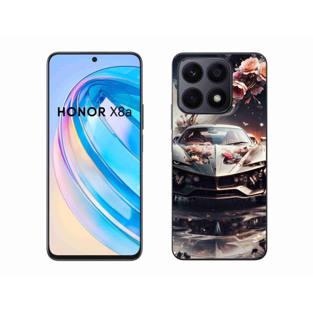 Gelový kryt mmCase na Honor X8a - květinový sportovní vůz