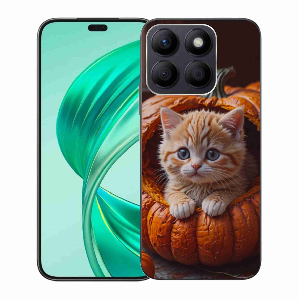 Gelový kryt mmCase na Honor X8b - kotě a dýně 2