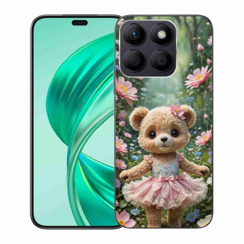 Gelový kryt mmCase na Honor X8b - roztomilý medvídek v květinách