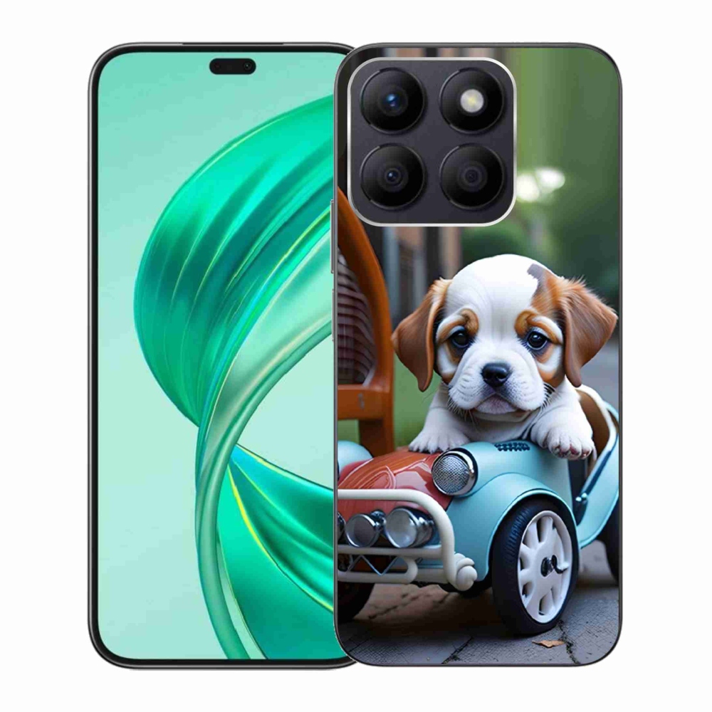 Gelový kryt mmCase na Honor X8b - štěně v retro autě