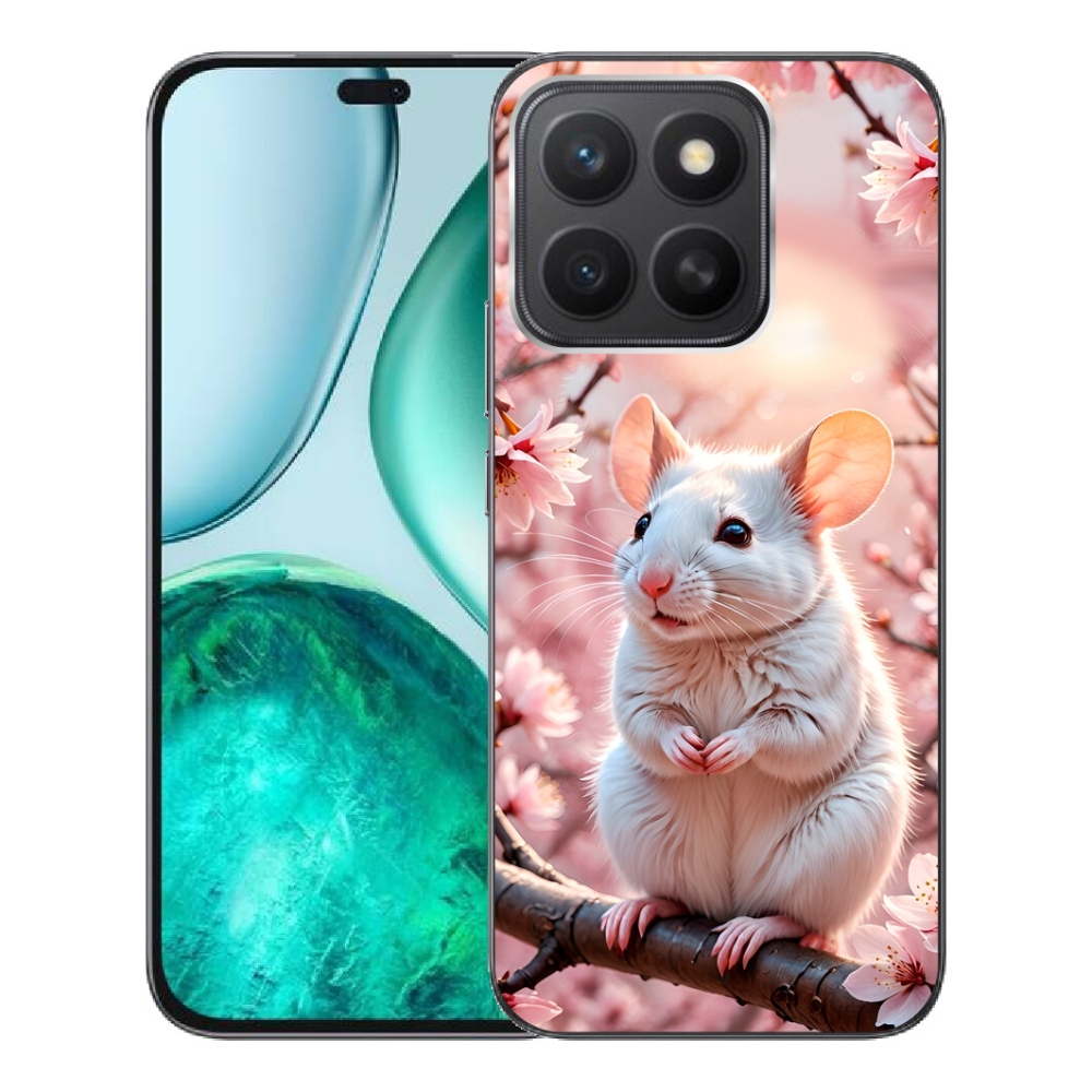 Gelový kryt mmCase na Honor X8c - bílá myš na větvi