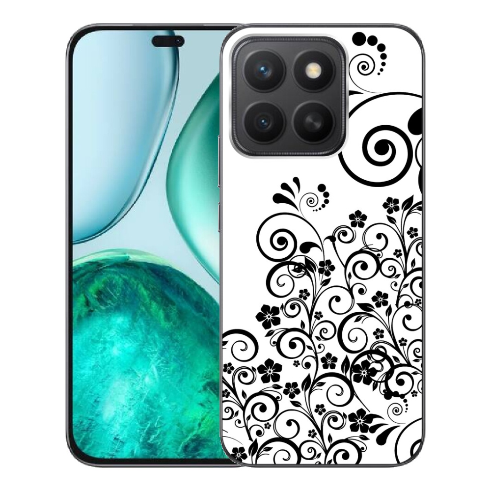 Gelový kryt mmCase na Honor X8c - černobílé květinové vzory