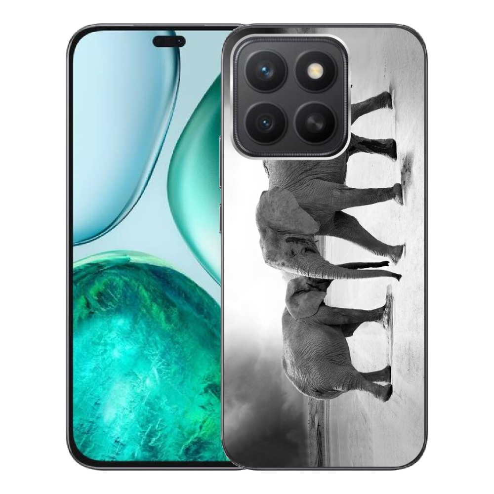 Gelový kryt mmCase na Honor X8c - černobílí sloni