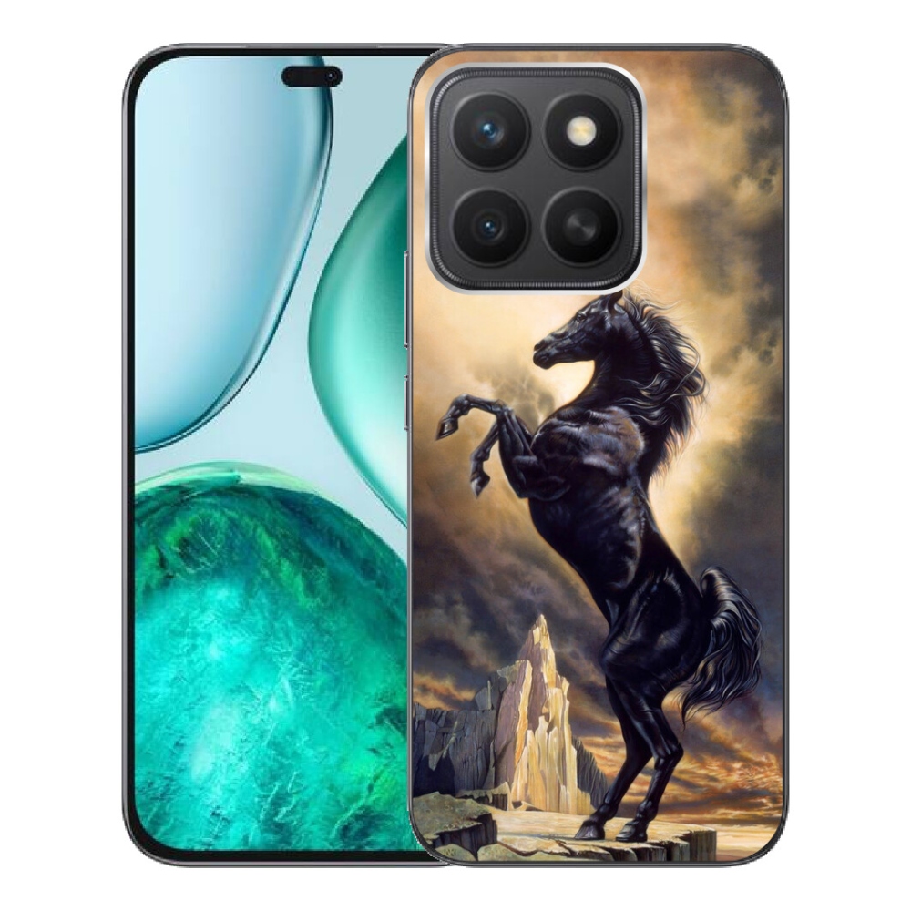 Gelový kryt mmCase na Honor X8c - černý kreslený kůň