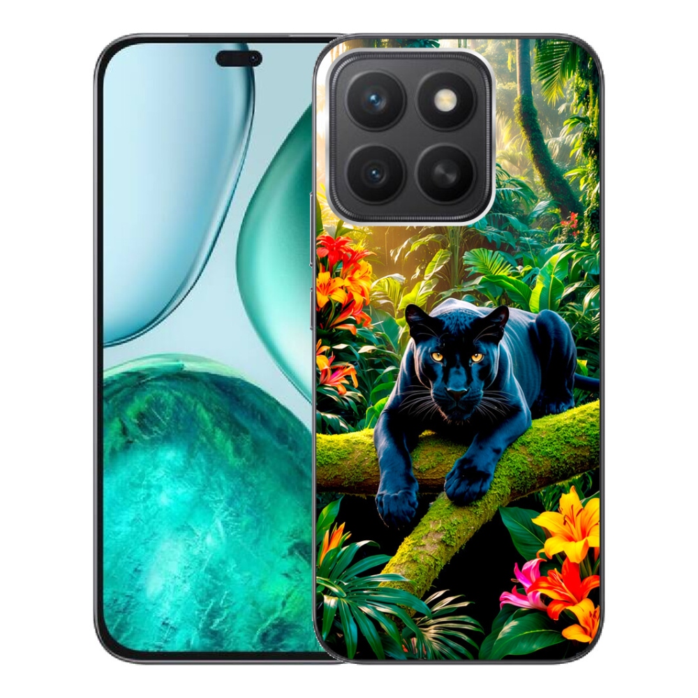 Gelový kryt mmCase na Honor X8c - černý panter v džungli