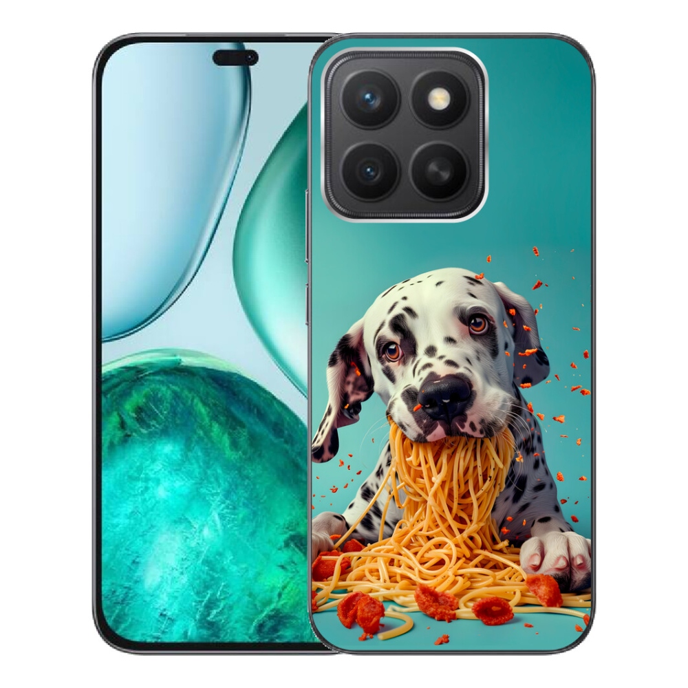 Gelový kryt mmCase na Honor X8c - dalmatin a špagety