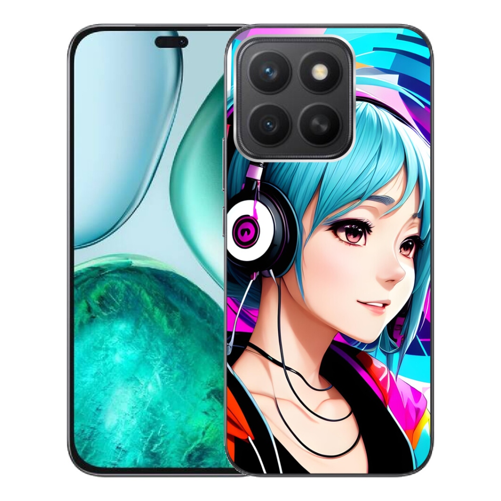 Gelový kryt mmCase na Honor X8c - dívka se sluchátky