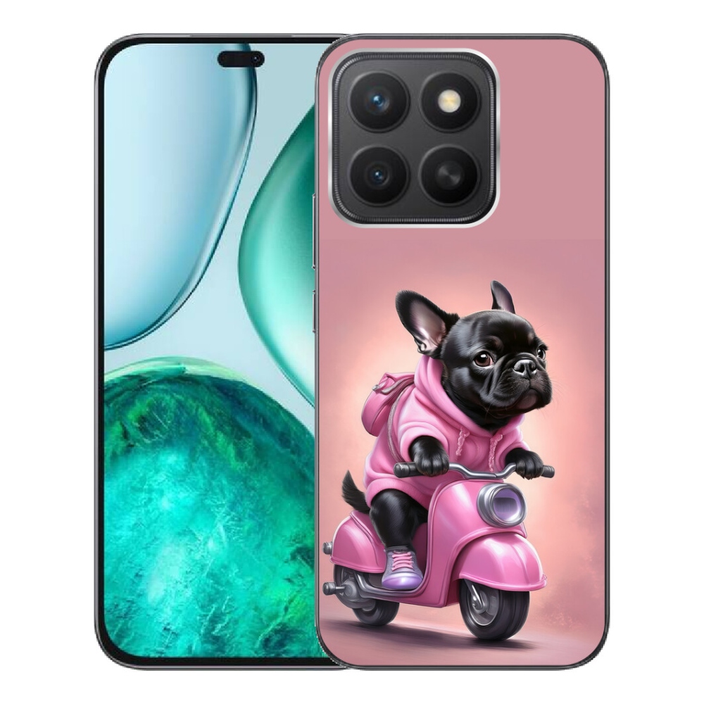 Gelový kryt mmCase na Honor X8c - francouzský buldoček na skútru