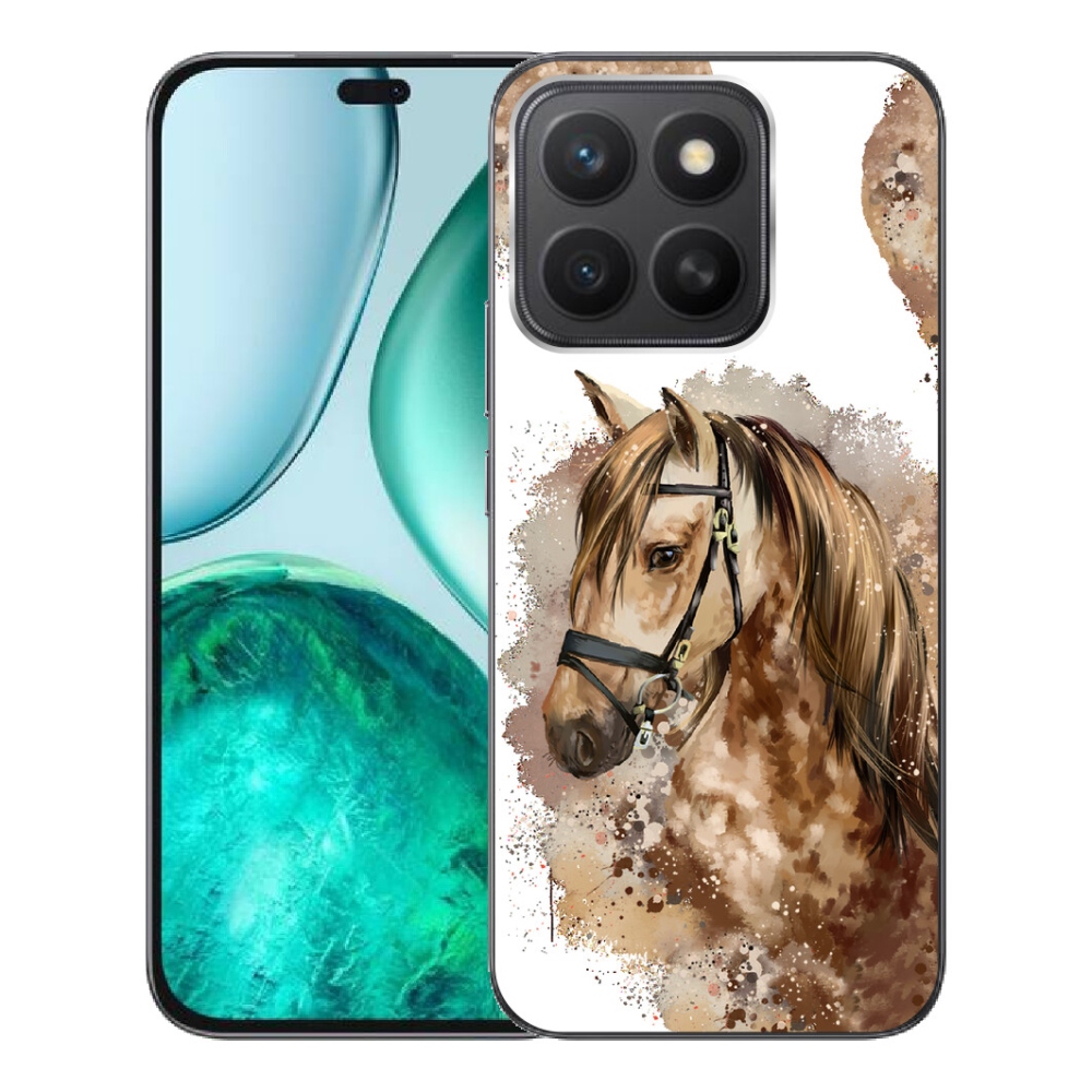 Gelový kryt mmCase na Honor X8c - hnědý kreslený kůň