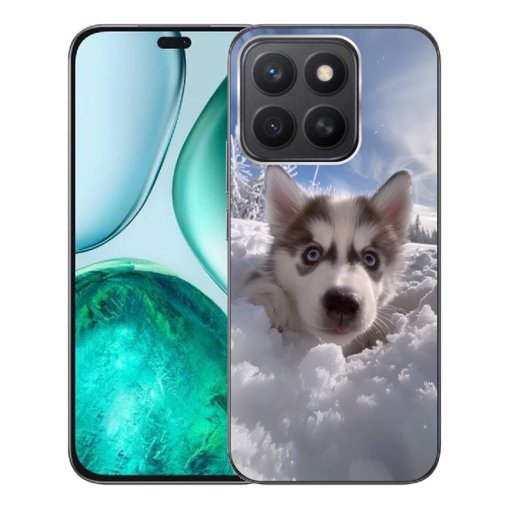 Gelový kryt mmCase na Honor X8c - husky ve sněhu