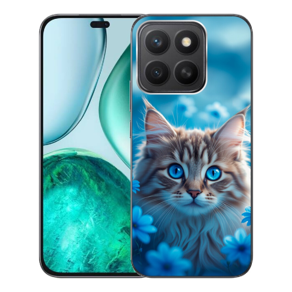 Gelový kryt mmCase na Honor X8c - koťátko v modrých květech