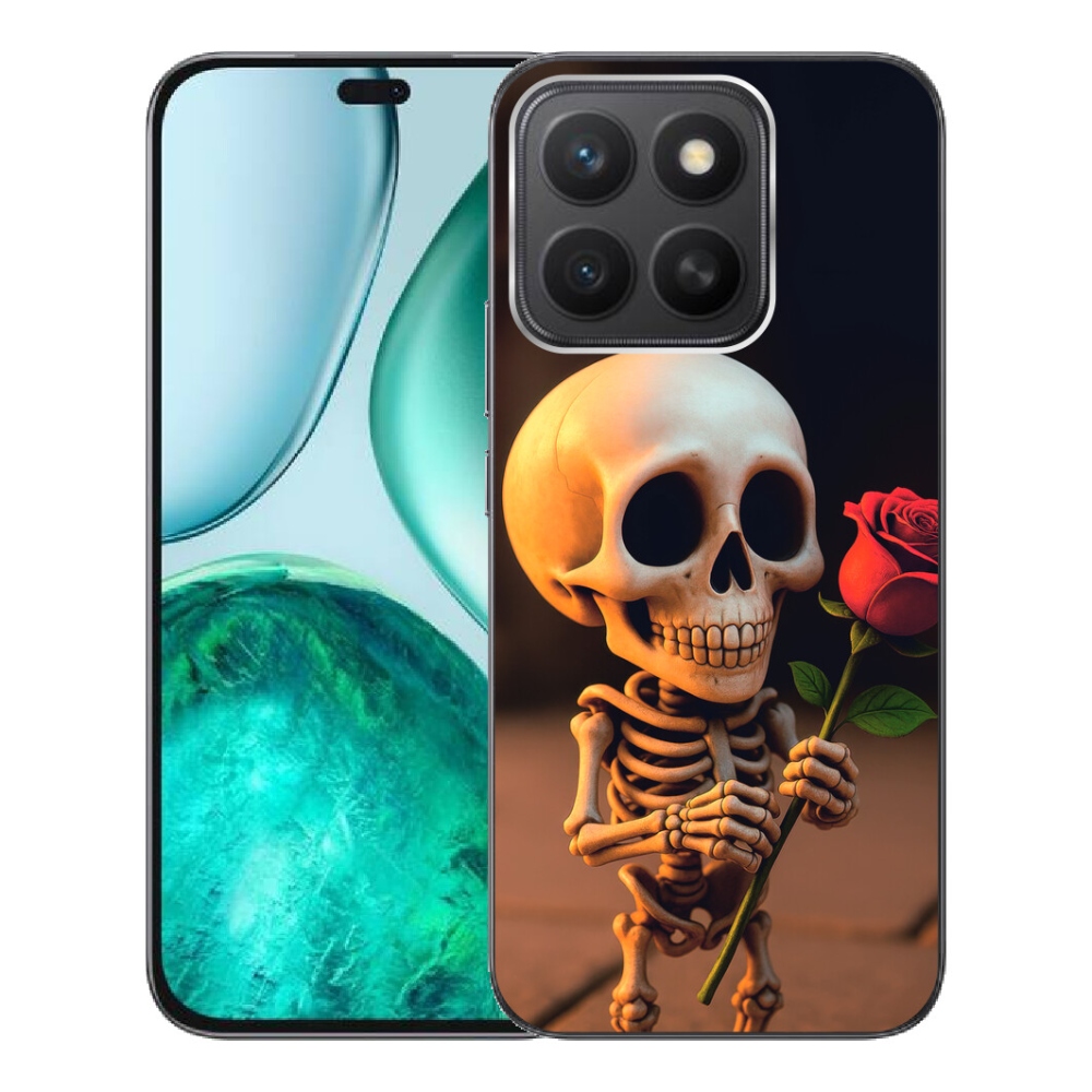 Gelový kryt mmCase na Honor X8c - kostlivec s růží