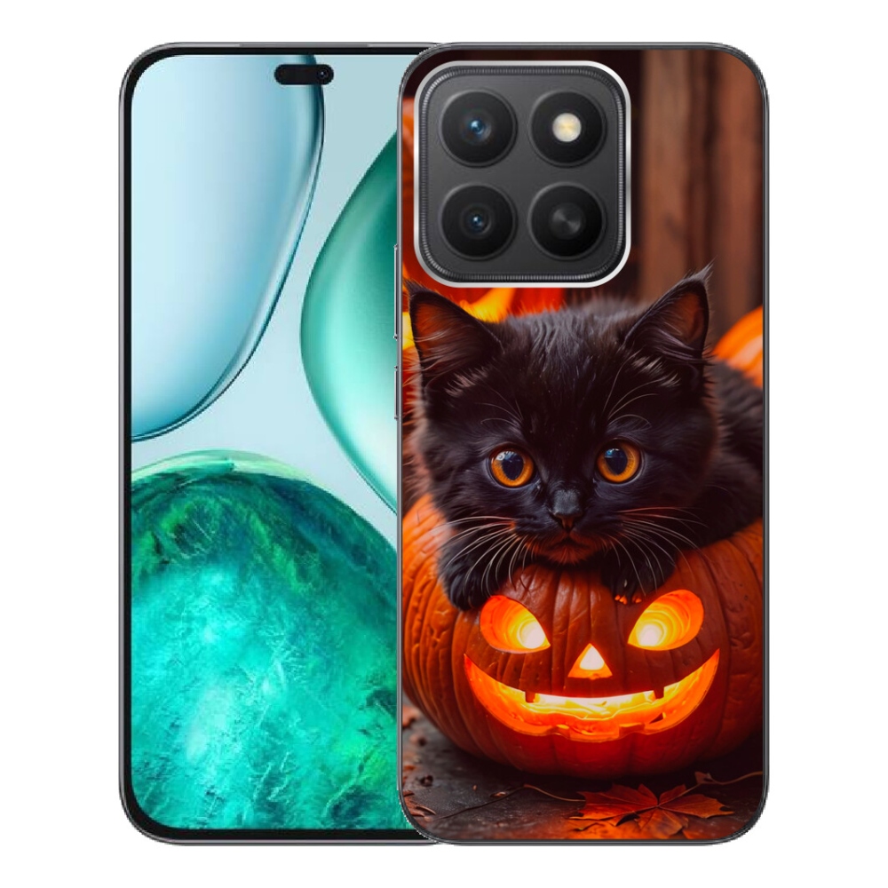 Gelový kryt mmCase na Honor X8c - kotě a dýně