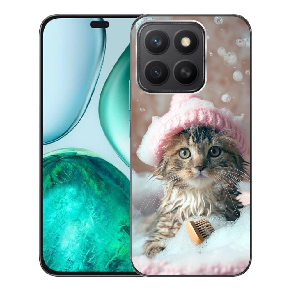 Gelový kryt mmCase na Honor X8c - kotě a koupel