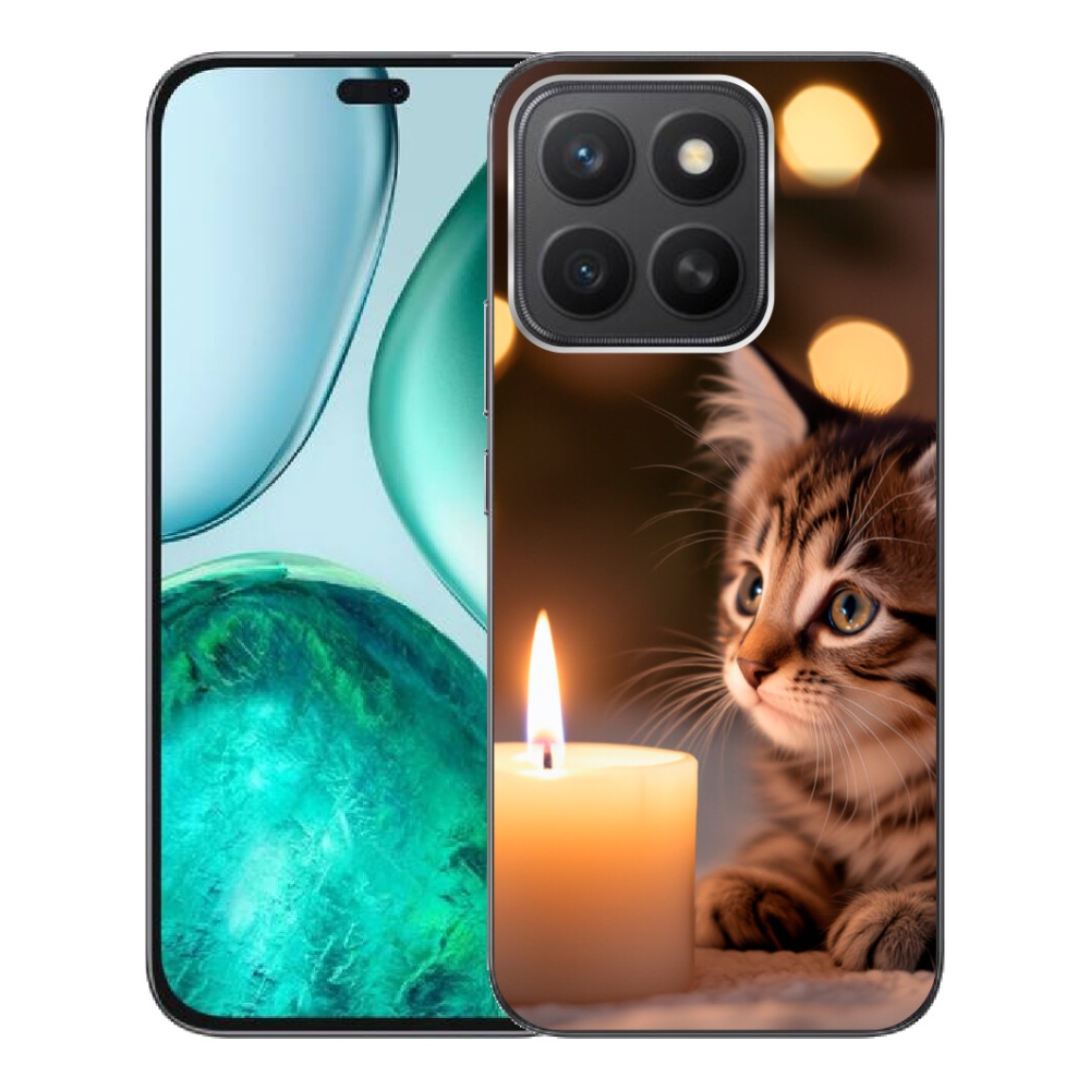 Gelový kryt mmCase na Honor X8c - kotě a svíčka