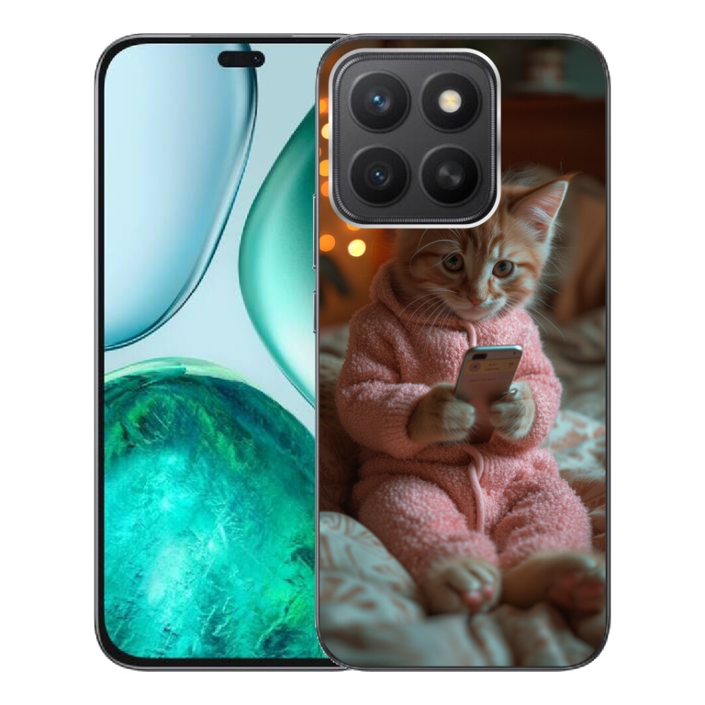 Gelový kryt mmCase na Honor X8c - kotě s mobilem