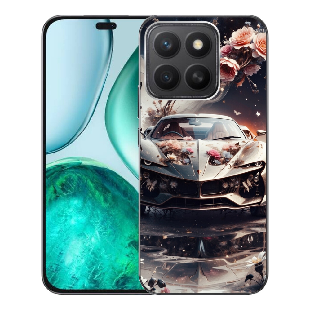 Gelový kryt mmCase na Honor X8c - květinový sportovní vůz