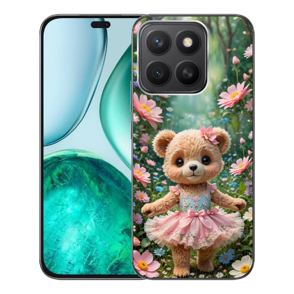 Gelový kryt mmCase na Honor X8c - roztomilý medvídek v květinách