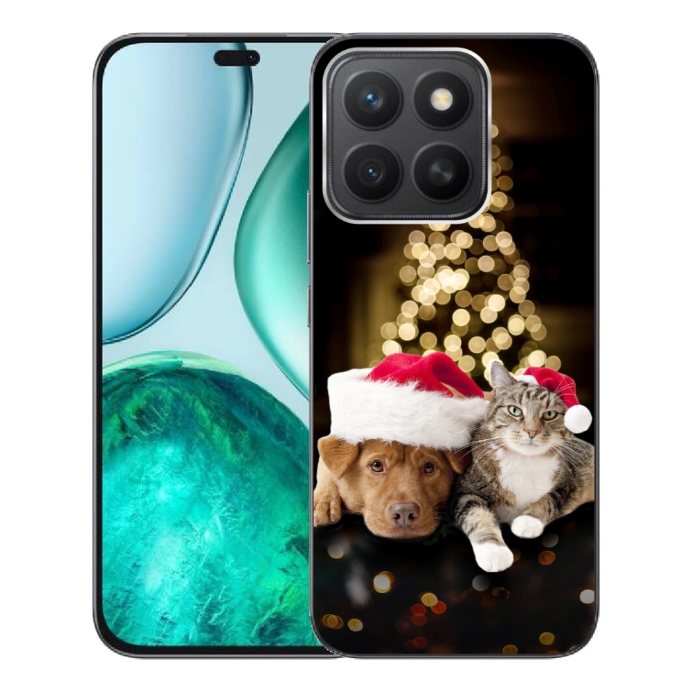 Gelový kryt mmCase na Honor X8c - vánoční pes a kočka