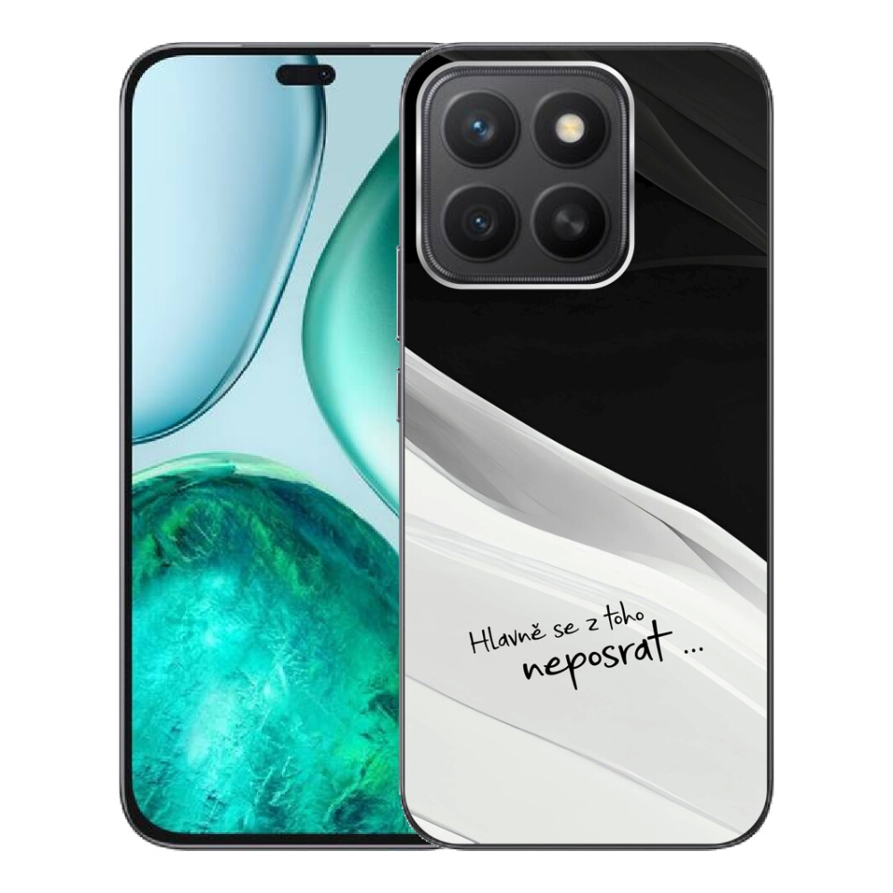 Gelový kryt mmCase na Honor X8c - vtipný text 13 bíločerné pozadí