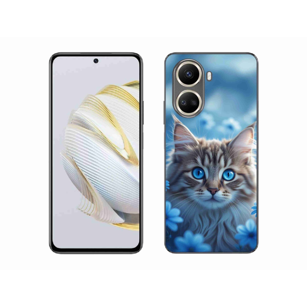 Gelový kryt mmCase na Huawei Nova 10 SE - koťátko v modrých květech
