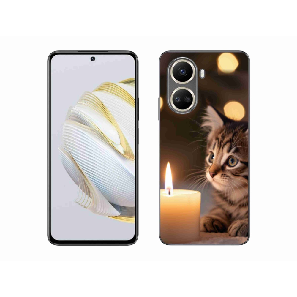 Gelový kryt mmCase na Huawei Nova 10 SE - kotě a svíčka
